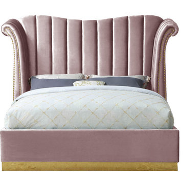 Flora Velvet Bed, Pink, Queen