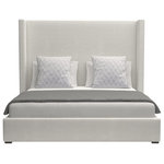 Nativa Interiors - Nativa Interiors Aylet Plain Bed, Off White, King, Medium Headboard - With a clean and clear design, the headboard and frame of this elegant piece of furniture, made entirely of solid wood, is supported by two removable wings, all of it entirely upholstered with the most exquisite to the touch fabrics.