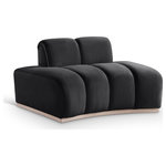 Meridian Furniture - Jace Upholstered Chair, Black, Velvet, Accent Chair - Innovative design meets soft velvet upholstery in the Jace black velvet accent chair, creating a modern marvel that redefines comfort and style. Its sinuous curves creates a sculptural masterpiece that defies convention. A dramatic design and rich velvet upholstery create a truly unforgettable piece.