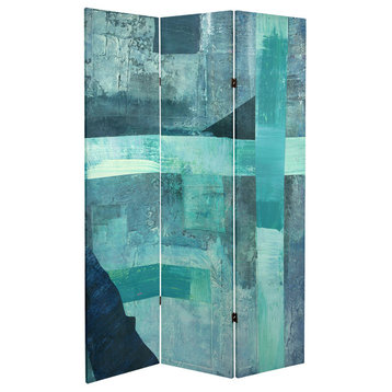 6' Tall Double Sided Indigo Shadow Canvas Room Divider