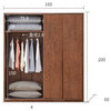 Oak Solid Wood Wardrobe Sliding Door, Width 1.6m Sliding Door Wardrobe Top Cabinet Wardrobe 2.2 M 63x23.6x106.3 Inch