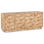 Meridian Furniture - Cyrus Sideboard/Buffet, Beige - Infuse your home with timeless elegance and sophistication with the Cyrus Sideboard / Buffet. This captivating sideboard boasts a stunning natural burl finish, meticulously crafted from solid ash burl wood for both durability and visual appeal. Its mid-century modern design exudes an air of understated luxury, seamlessly blending with a variety of decor styles.