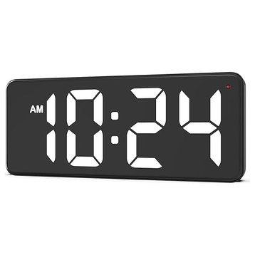 LED Digital Wall Clock with Large Display, Anti-Reflective Surface, Auto-Dimming