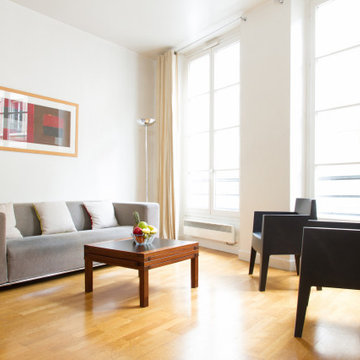 Relax and unwind in this cozy Parisian living room