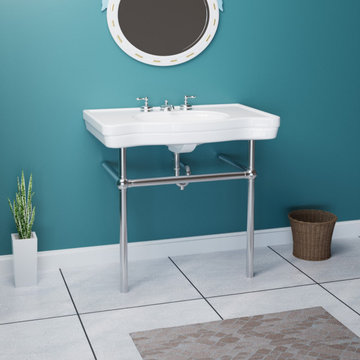 White Console Sink Belle Epoque Deluxe with Chrome Bistro Legs