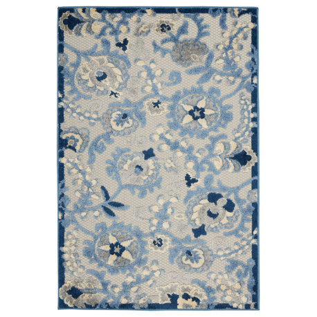 Nourison Aloha 2'8" x 4' Blue/Grey Farmhouse Area Rug