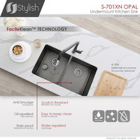 STYLISH 32in Graphite Black Double Bowl Undermount Stainless Steel Kitchen Sink