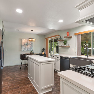 Modern White and Rustic Kitchen and Beverage Center