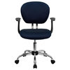 Flash Furniture Mid-Back Navy Mesh Task Chair With Arms And Chrome Base