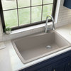 Karran Drop-In Quartz 34" 1-Hole Single Bowl Kitchen Sink, Concrete