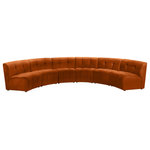 Meridian Furniture - Limitless Velvet Upholstered 6-Piece Modular Sectional, Cognac - Invest in your home's comfort with this Limitless 6 Piece Sectional. This modular unit offers tons of flexibility in the number of ways that you can put each piece in the Limitless collection together to get the ideal customized look. Upholstered in cognac velvet, this beautiful piece is soft and cool to the touch, so you can feel comfortable from every angle. Button and channel tufting add to this unit's upscale look and contemporary charm.