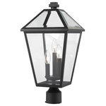 Z-LITE - Z-LITE 579PHBR-BK 3 Light Outdoor Post Mount Fixture, Black - Z-LITE 579PHBR-BK 3 Light Outdoor Post Mount Fixture,BlackIlluminate an exterior front or back walkway with a classic fixture reflecting a charming village theme. Made from Midnight Black metal and clear beveled glass panels, this three-light outdoor post mount fixture delivers a charming upgrade with industrial-inspired attitude that tops a custom chosen post. A transitional-style frame with bold glass panels make this a truly timeless collection. Offered in wall mount, pendants and even post lights, the Talbot family is available in two finishes, Midnight Black with Clear beveled glass panels or Rubbed Bronze with Seeded Glass Panels.Style: Transitional, Traditional, Frame Finish: BlackCollection: TalbotShade Finish/Color: Clear BeveledFrame Material: Stainless SteelShade Material: GlassActual Weight(lbs): 10Dimension(in): 10(W) x 20.5(H) x 10(L)Bulb: (3)60W Candelabra Base(Not Included),DimmableUL Classification: CUL/cETLuUL Application: Wet