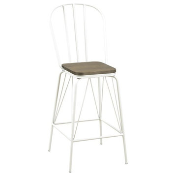 Furniture of America Chelsea Metal Windsor Pub Chair in White (Set of 2)