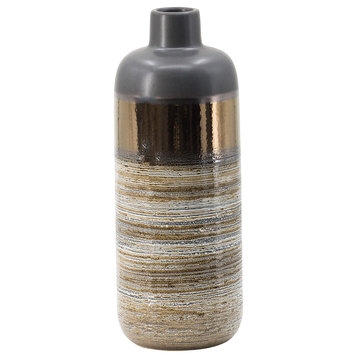 Earth Tone Cylinder Ceramic Vase D6x15.5"