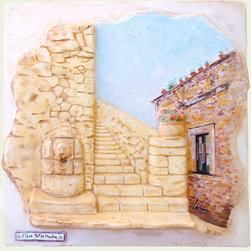 "La Fontana" - Mixed Media Art