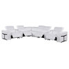 Giovanni 8-Piece 4-Power Reclining Italian Leather Sectional, White