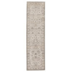 Jaipur Living - Vibe by Jaipur Living Odel Oriental Gray/White Area Rug, 2'2"x8' - The Sinclaire collection is a vintage-inspired assortment of faded traditional designs for a casual yet glam statement. The Odel rug boasts a stunning floral lattice motif with lustrous metallic details and a cream, gray, and silver colorway. The sleek polyester and polypropylene fibers of this luxe rug lend a chameleon-like shine, offering the unique blend of modernity and timeless distressing.