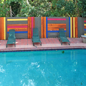 Unique Painted Wood Fence--Face-on