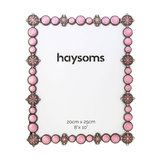 Bejewelled Square Metal Photo Frame, Pink
