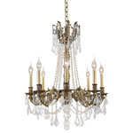 Elegant Lighting - 9208 Rosalia Collection Hanging Fixture, Clear, Royal Cut - The Rosalia Collection is a stunning and decadent example of the design period of the Austro-Hungarian empire. The bold strength of the four brass casting finishes to choose from is a perfect contrast to the luxuriously draped glistening crystal strands surrounded by candelabra lighting.