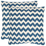Safavieh - Striped Tealea Accent Pillow, Set of 2, 18x18, Blue - Striped Tealea Accent Pillow - 18x18 - Blue