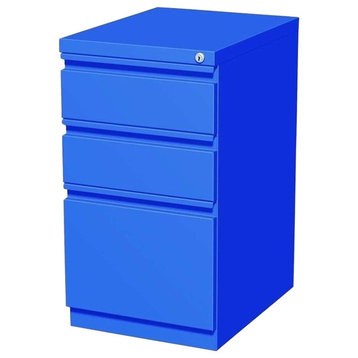 Scranton & Co 20" 3-Drawer Modern Metal Mobile Pedestal File Cabinet in Blue
