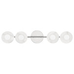 Hudson Valley Lighting - Elmont 4-Light Bath Bracket, Polished Nickel, Alabaster Shade - A bath bar that introduces serious elegance into a simple design by setting alabaster discs as foils against each diffuser, Elmont�s accents of stone infuse drama into the bath.