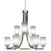 Paramount 9-Light Chandelier, Brushed Nickel, 4" White Marble Glass