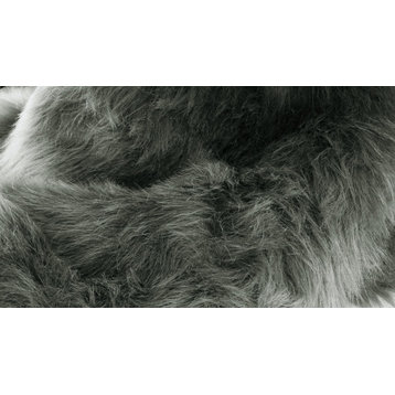 Arlington Circular Faux Fur Rug 6' Diameter Grey, Grey