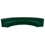 Meridian Furniture - Limitless Velvet Upholstered 6-Piece Modular Sectional, Green - Invest in your home's comfort with this Limitless 6 Piece Sectional. This modular unit offers tons of flexibility in the number of ways that you can put each piece in the Limitless collection together to get the ideal customized look. Upholstered in green velvet, this beautiful piece is soft and cool to the touch, so you can feel comfortable from every angle. Button and channel tufting add to this unit's upscale look and contemporary charm.