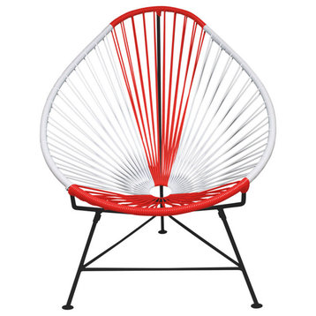 Multicolor Indoor/Outdoor Handmade Acapulco Chair, Japan Weave, Black Frame