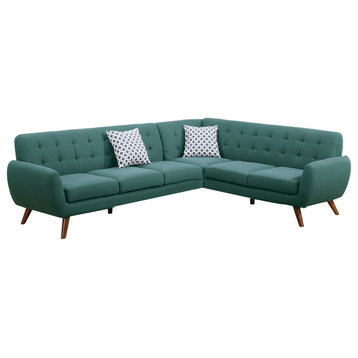 Polyfiber 2 Pieces Sectional With Tufted Back And Cushion Blue