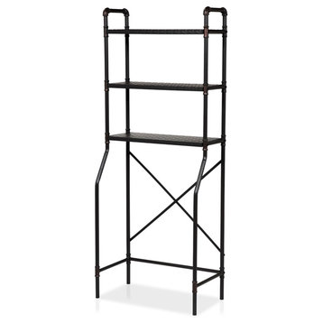Bowery Hill Metal Over the Toilet Shelf Organizer in Sand Black