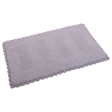 SPA Reversible Cotton Bath Rug, Crochet Lace Border, 36"l X 24"w