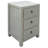Chinese Light Gray White 3 Drawers Cabinet Table