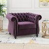 Leila Chesterfield Velvet Club Chair, Blackberry, Dark Brown