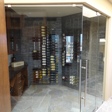 Carlsbad San Diego California Custom Wine Cellar Contemporary Glass Wall Door