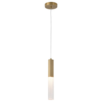 Gold Stainless Steel LED Pendant With Clear Glass Shade