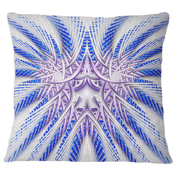 Light Blue Unique Fractal Flower Design Abstract Throw Pillow, 16"x16"