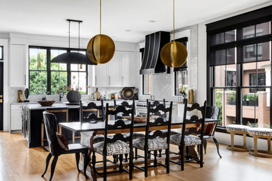 Example of a transitional dining room design in Raleigh