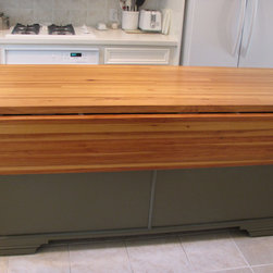 Pecan Mobile Island Top with Drop Leaf - Kitchen Islands And Kitchen Carts
