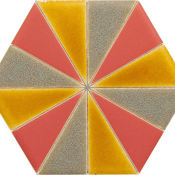 Sisters Ceramic Tile Collection, Hexagon-Pinwheel Sailor's Warning