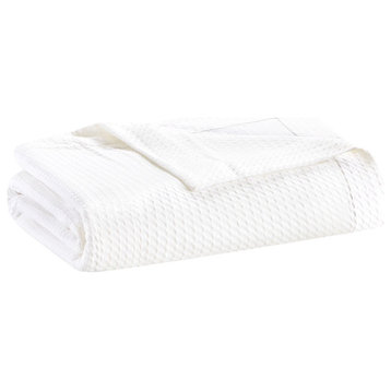 Madison Park Egyptian Cotton All-Season Woven Bedding Blanket, White