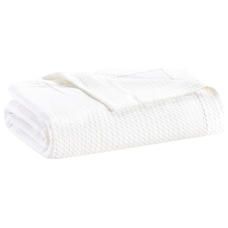 Madison Park Egyptian Cotton All-Season Woven Bedding Blanket, White