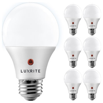 Luxrite A19 LED Dusk to Dawn Light Bulbs Damp Rated E26 Base, 5000k - Bright Whi