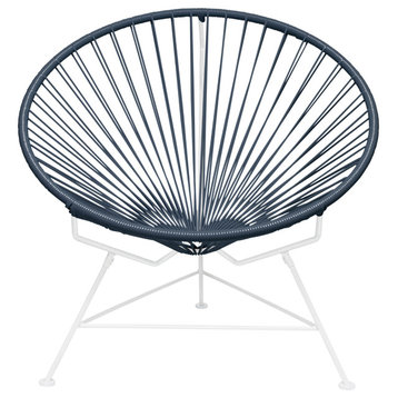 Innit Indoor/Outdoor Handmade Lounge Chair, Grey Weave, White Frame