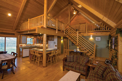Example of an arts and crafts living room design in Seattle