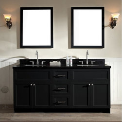 73 inch Transitional Double Sink Bathroom Vanity Set Black Granite Top - Bathroom Vanities And Sink Consoles