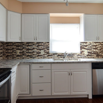 Thunder White Granite and tile backsplash