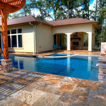 Rectangular Pool 3 - disappearing fountain and pergola